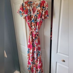 Womens floral maxi wrap dress XL